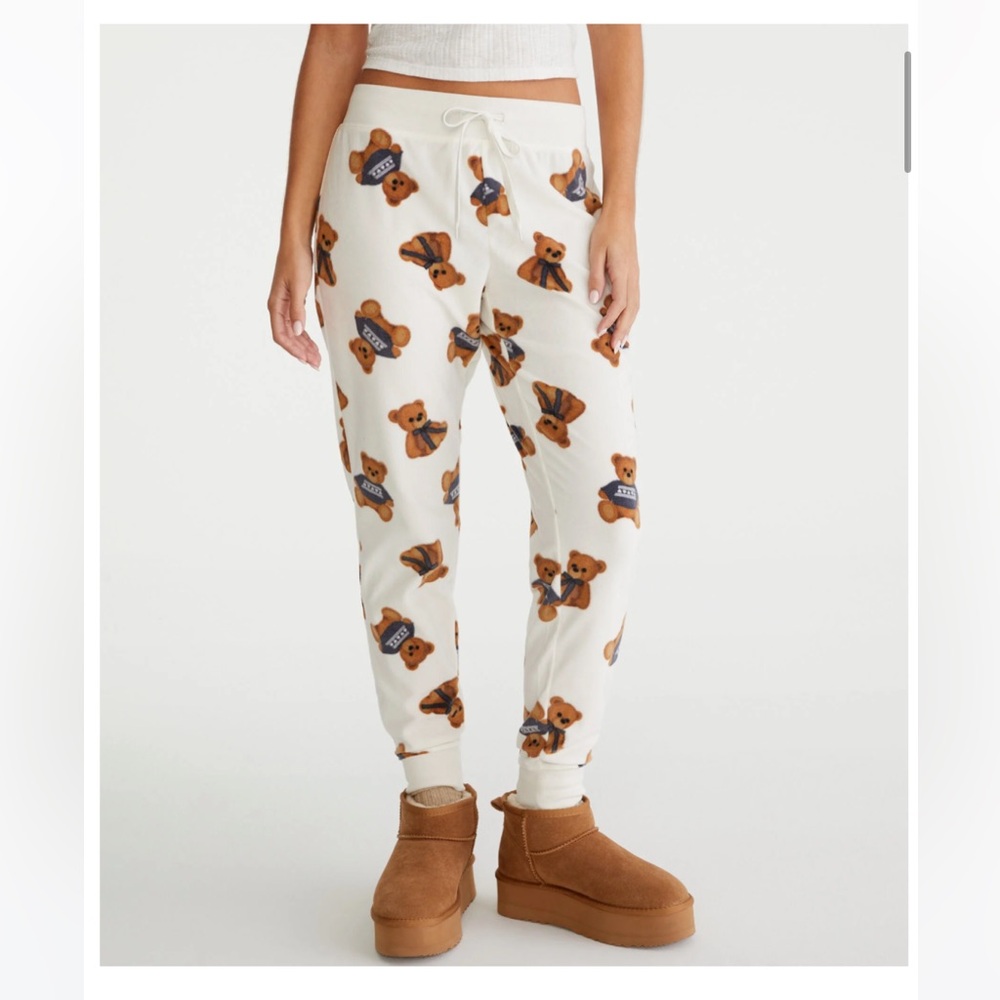 NEW SOLD OUT Aéropostale Aero fleece pajama pants Teddy Bear XS